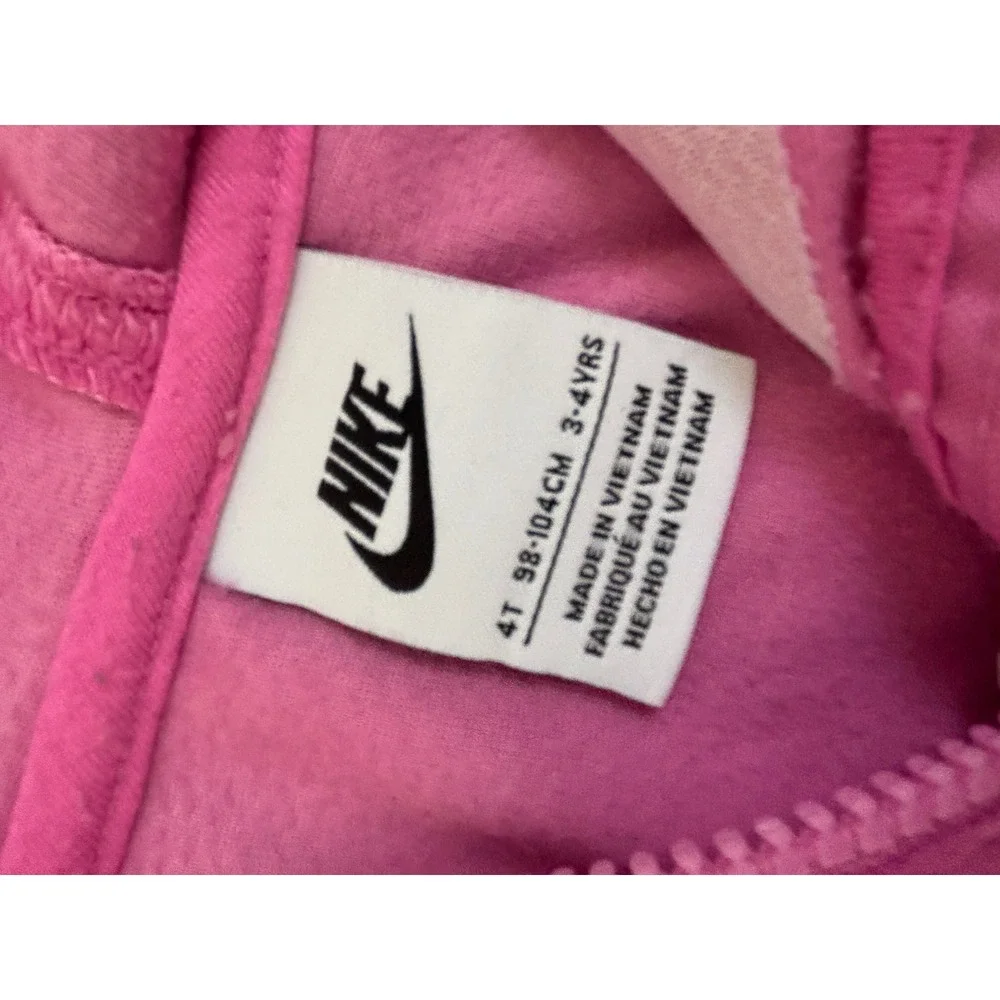 Nike Toddler Girls Pink Velour Full Zip Hoodie Sweatshirt 4T Futura Logo
